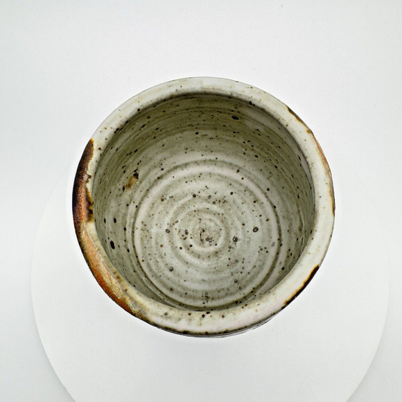 Studio Art Pottery Goblet Chalice Cup Textured Glazed Brown Gray Stoneware #3 - Picture 5 of 9